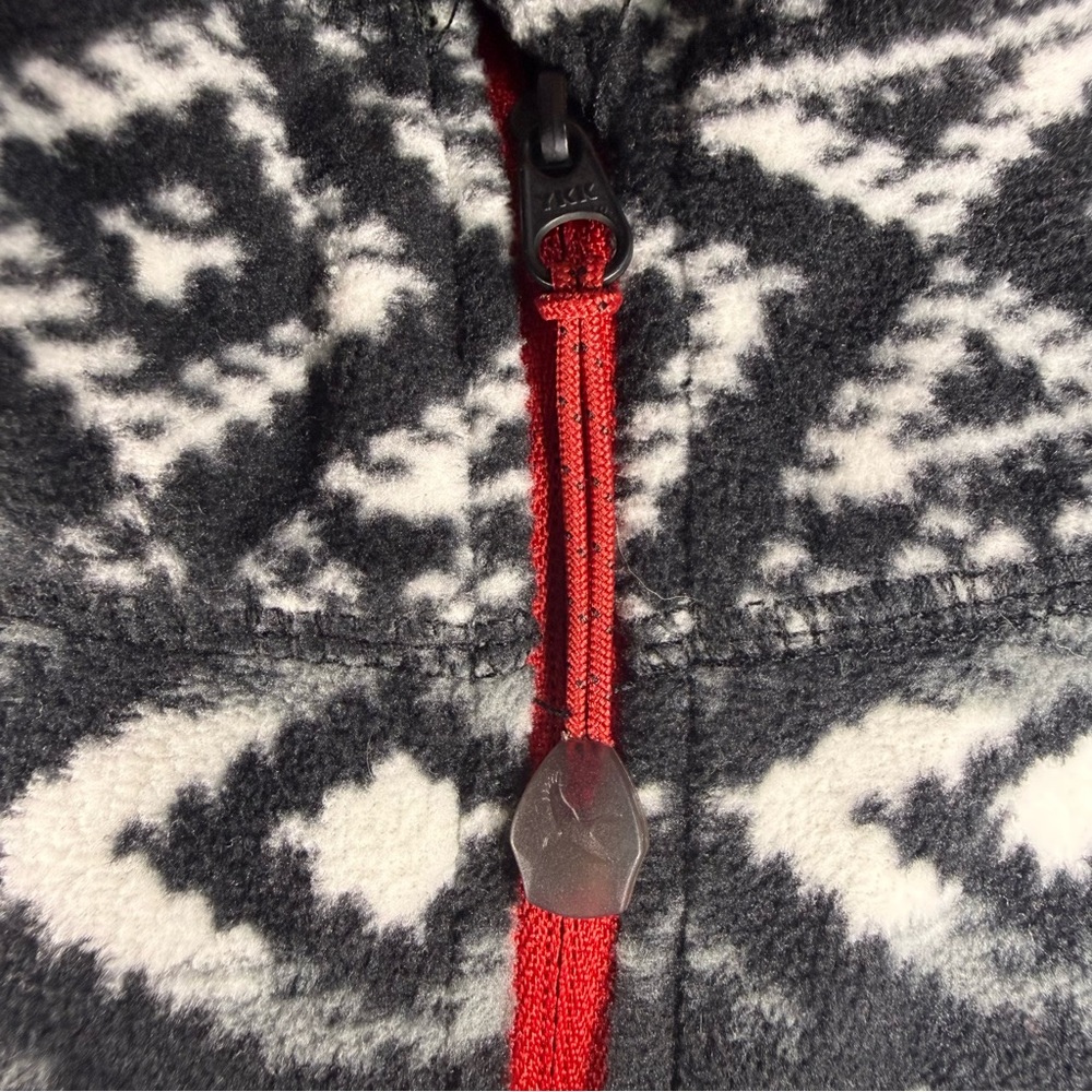 Eddie Bauer Large Fair Isle Fleece Pullover Quest Black White 1/4 Zip Cabin Warm - Picture 5 of 11